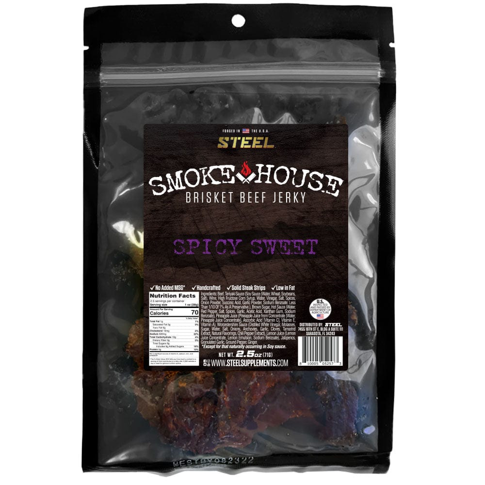 Steel Supplements Jerky Spicy Sweet Steel Smokehouse Brisket Beef Jerky 2.5 oz.