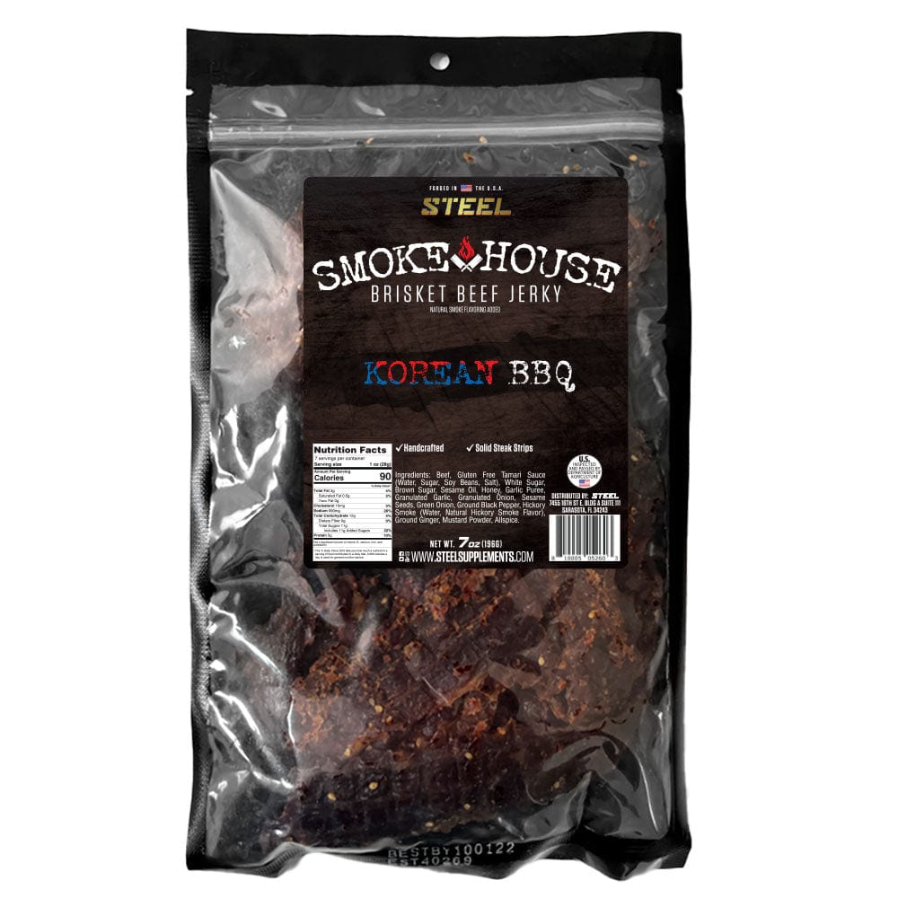 Steel Supplements Jerky Korean BBQ Steel Smokehouse Brisket Beef Jerky 7 oz.