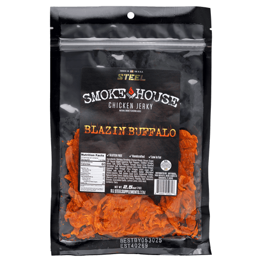 Steel Supplements Jerky Blazin Buffalo 2.5 oz. Steel Smokehouse Chicken Jerky